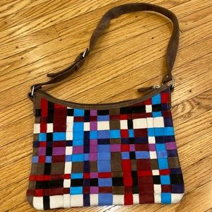 French Connection colorful vintage purse - small suede purse